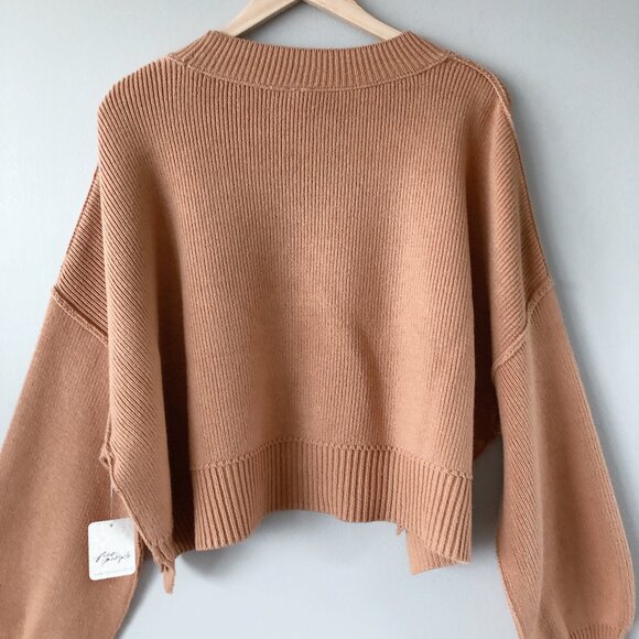 Free People Easy Street Crop Pullover oversized New with tags! Camel - Picture 11 of 14
